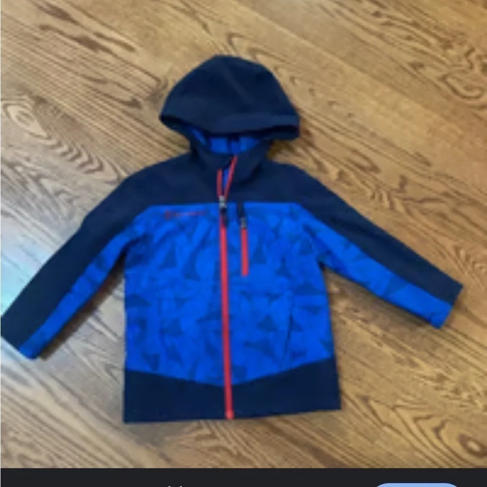 Free Country Blue and Navy Hooded Jacket with Red Zipper